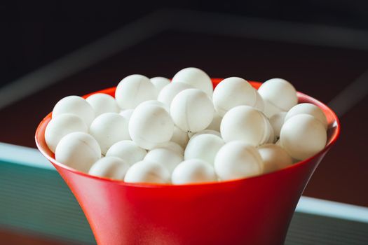 table tennis balls in the robot agitator