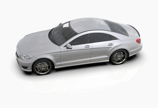 Generic and Brandless Luxury Car Isolated on White 3d Illustration, Contemporary Sedan Studio, Dealership Automobile Industry, Auto Transport, Infographics Automotive Background, City Vehicle Template