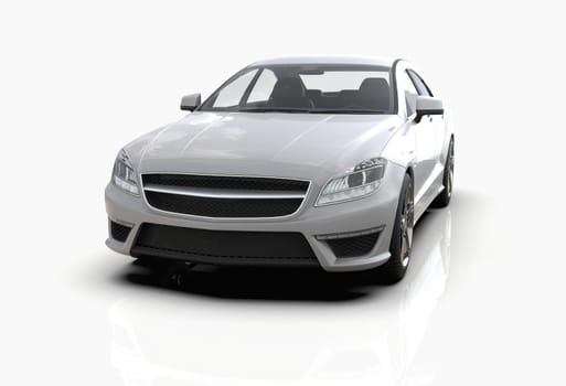 Generic and Brandless Luxury Car Isolated on White 3d Illustration, Contemporary Sedan Studio, Dealership Automobile Industry, Auto Transport, Infographics Automotive Background, City Vehicle Template