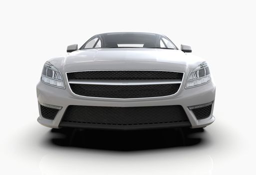 Generic and Brandless Luxury Car Isolated on White 3d Illustration, Contemporary Sedan Studio, Dealership Automobile Industry, Auto Transport, Infographics Automotive Background, City Vehicle Template