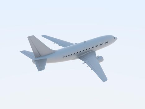 Commercial Passenger Plane in Air in Sky, Vacation Travel by Air Transport, Airliner Take Off Flying, Aircraft Flight and Aviation Route Airline Sign, Aviation Cargo Service 3d Illustration