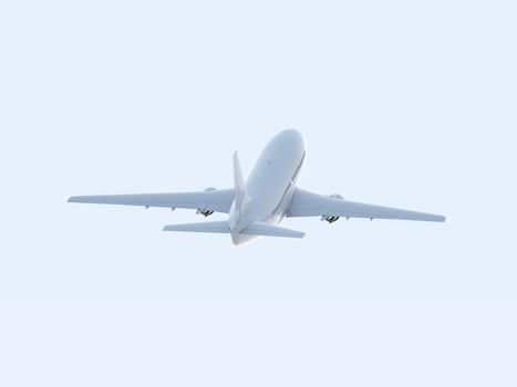 Commercial Passenger Plane in Air in Sky, Vacation Travel by Air Transport, Airliner Take Off Flying, Aircraft Flight and Aviation Route Airline Sign, Aviation Cargo Service 3d Illustration