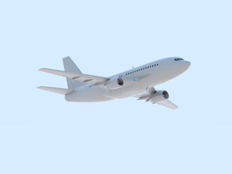 Commercial Passenger Plane in Air in Sky, Vacation Travel by Air Transport, Airliner Take Off Flying, Aircraft Flight and Aviation Route Airline Sign, Aviation Cargo Service 3d Illustration