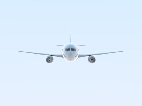 Commercial Passenger Plane in Air in Sky, Vacation Travel by Air Transport, Airliner Take Off Flying, Aircraft Flight and Aviation Route Airline Sign, Aviation Cargo Service 3d Illustration
