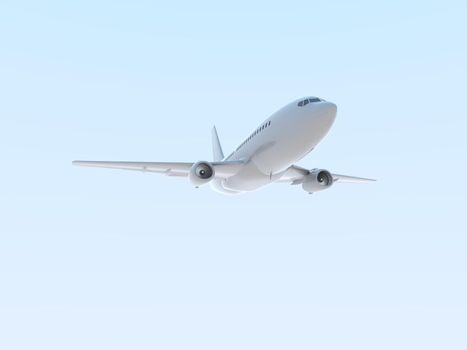 Commercial Passenger Plane in Air in Sky, Vacation Travel by Air Transport, Airliner Take Off Flying, Aircraft Flight and Aviation Route Airline Sign, Aviation Cargo Service 3d Illustration