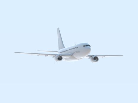 Commercial Passenger Plane in Air in Sky, Vacation Travel by Air Transport, Airliner Take Off Flying, Aircraft Flight and Aviation Route Airline Sign, Aviation Cargo Service 3d Illustration