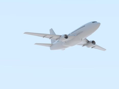 Commercial Passenger Plane in Air in Sky, Vacation Travel by Air Transport, Airliner Take Off Flying, Aircraft Flight and Aviation Route Airline Sign, Aviation Cargo Service 3d Illustration