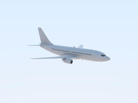 Commercial Passenger Plane in Air in Sky, Vacation Travel by Air Transport, Airliner Take Off Flying, Aircraft Flight and Aviation Route Airline Sign, Aviation Cargo Service 3d Illustration