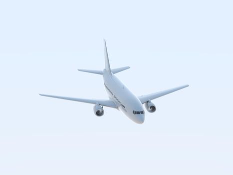 Commercial Passenger Plane in Air in Sky, Vacation Travel by Air Transport, Airliner Take Off Flying, Aircraft Flight and Aviation Route Airline Sign, Aviation Cargo Service 3d Illustration
