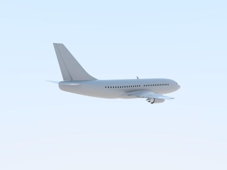 Commercial Passenger Plane in Air in Sky, Vacation Travel by Air Transport, Airliner Take Off Flying, Aircraft Flight and Aviation Route Airline Sign, Aviation Cargo Service 3d Illustration