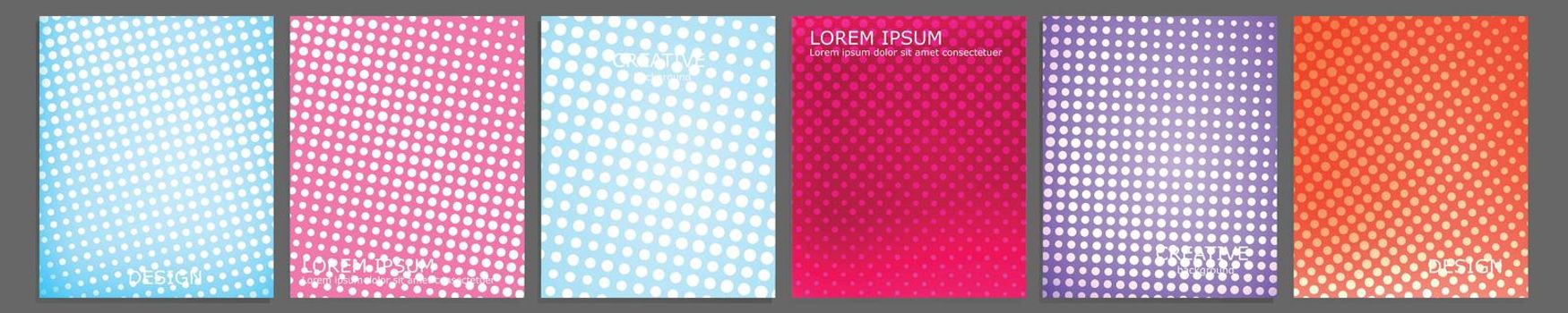 Set of vector cover notebook design. Abstract pop art dotted gradient template design for notebook paper, copybook brochures, book, magazine. Planner and diary cover for print.