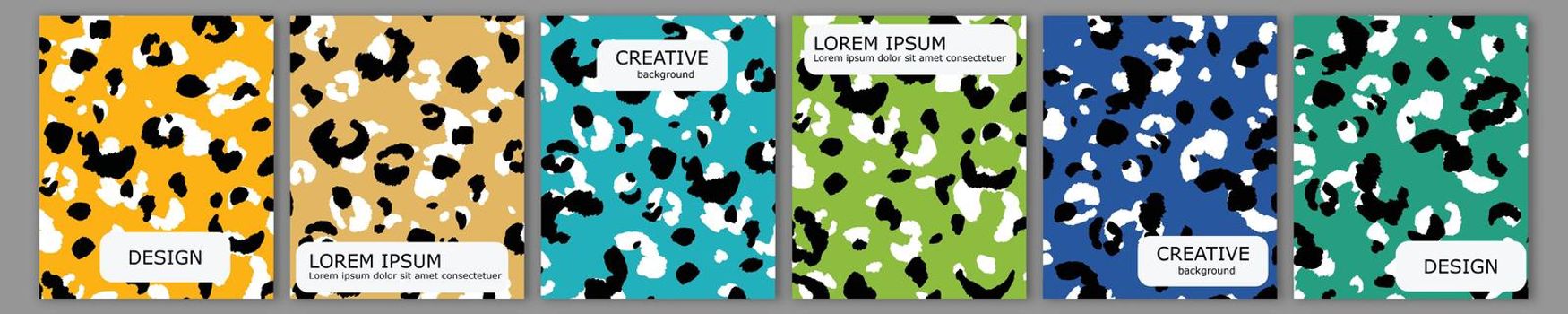 Set of vector cover notebook design. Abstract trendy animal leopard template design for notebook paper, copybook brochures, book, magazine. Planner and diary cover for print.