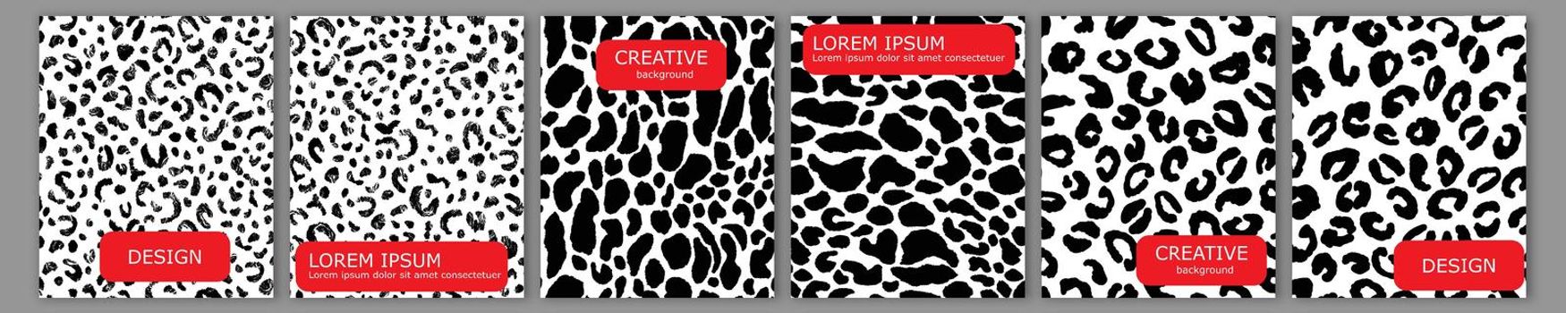 Set of vector cover notebook design. Abstract trendy animal leopard template design for notebook paper, copybook brochures, book, magazine. Planner and diary cover for print.