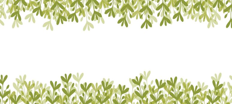 Floral web banner with drawn color exotic leaves. Nature concept design. Modern floral compositions with summer branches. Vector illustration on the theme of ecology, natura, environment. Copy space.