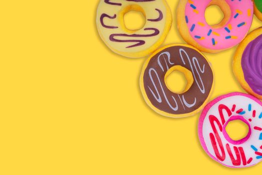 Doughnut or Donut on yellow background. 