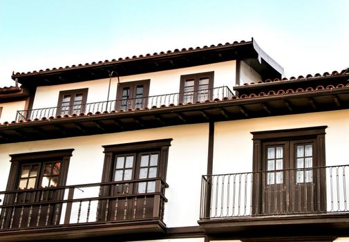 Beautiful streets and old stone facades of the portuguese medieval village of Guimaraes at Christmas