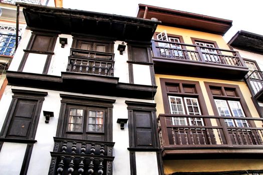 Beautiful streets and old stone facades of the portuguese medieval village of Guimaraes at Christmas