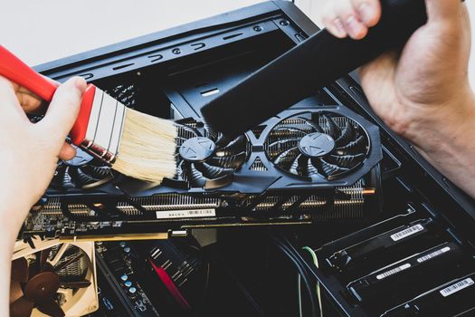 Use a brush and vacuum cleaner to remove dirt and dust from the processor cooling system.