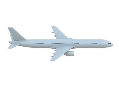Commercial Passenger Plane in Air on White, Vacation Travel by Air Transport, Airliner Take Off Flying, Aircraft Flight and Aviation Route Airline Sign, Aviation Cargo Service 3d Illustration