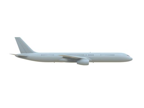 Commercial Passenger Plane in Air on White, Vacation Travel by Air Transport, Airliner Take Off Flying, Aircraft Flight and Aviation Route Airline Sign, Aviation Cargo Service 3d Illustration