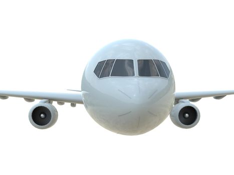 Commercial Passenger Plane in Air on White, Vacation Travel by Air Transport, Airliner Take Off Flying, Aircraft Flight and Aviation Route Airline Sign, Aviation Cargo Service 3d Illustration