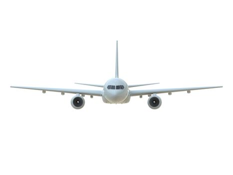 Commercial Passenger Plane in Air on White, Vacation Travel by Air Transport, Airliner Take Off Flying, Aircraft Flight and Aviation Route Airline Sign, Aviation Cargo Service 3d Illustration