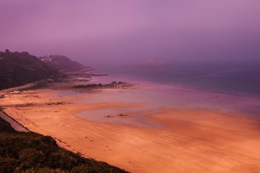 Pleneuf Val Andre Golf course, Bretagne, France, in the background, the channel sea