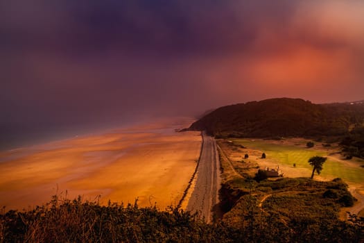 Pleneuf Val Andre Golf course, Bretagne, France, in the background, the channel sea