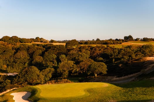 Pleneuf Val Andre Golf course, Bretagne, France, in the background, the channel sea