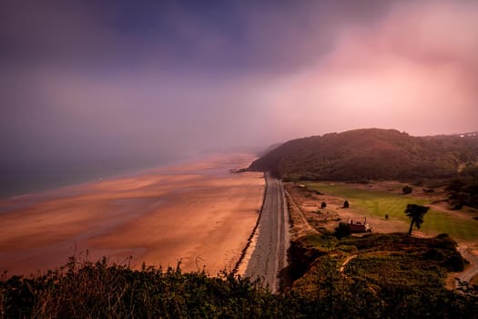 Pleneuf Val Andre Golf course, Bretagne, France, in the background, the channel sea