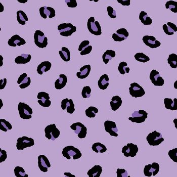 Abstract modern leopard seamless pattern. Animals trendy background. Black and violet decorative vector illustration for print, card, postcard, fabric, textile. Modern ornament of stylized skin.