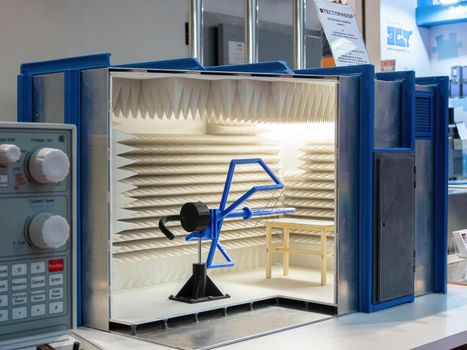 Anechoic chamber layout on Exhibition TestingControl 2019 - Moscow, Russia - Oct 22, 2019