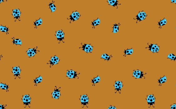 Fashion animal seamless pattern with colorful ladybird on color background. Cute holiday illustration with ladybags for baby. Design for invitation, poster, card, fabric, textile.