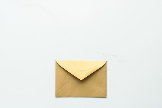 Communication, newsletter and business concept - Envelopes on marble background, message