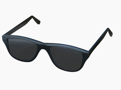 Chic Fashion Summer Sun Protection Cool Vintage Sun Glasses Sunglasses with Black Plastic Frame isolated over the White Background Closeup 3d illustration