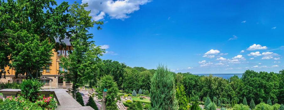 Kyiv, Ukraine 07.10.2020. Public park near the Honka house in the Mezhyhirya Residence, Kyiv, Ukraine, on a sunny summer day