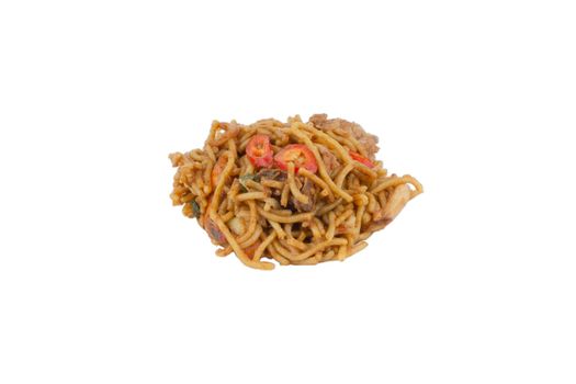 Fried noodles isolate on white background