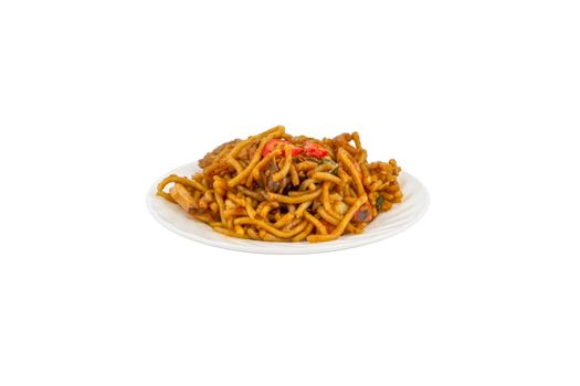 Fried noodles isolate on white background