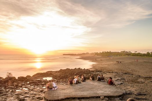 Beautiful sunset at Canggu beach in Bali in Indonesia.