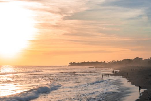 Beautiful sunset at Canggu beach in Bali in Indonesia.