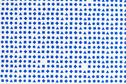 blue geometric shapes on white background