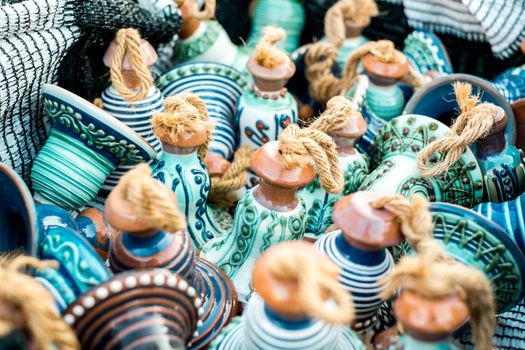 Sibiu City, Romania - 06 September 2020. Traditional Romanian handmade ceramics market at the potters fair from Sibiu, Romania