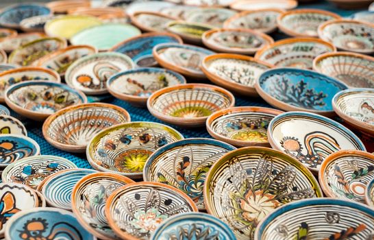 Sibiu City, Romania - 06 September 2020. Traditional Romanian handmade ceramics market at the potters fair from Sibiu, Romania