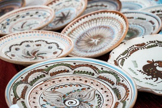 Sibiu City, Romania - 06 September 2020. Traditional Romanian handmade ceramics market at the potters fair from Sibiu, Romania