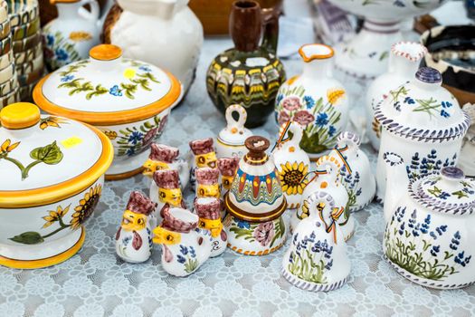 Sibiu City, Romania - 06 September 2020. Traditional Romanian handmade ceramics market at the potters fair from Sibiu, Romania