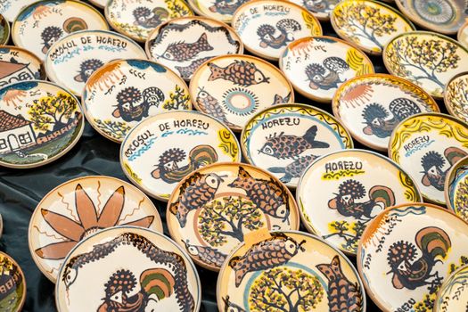 Sibiu City, Romania - 06 September 2020. Traditional Romanian handmade ceramics market at the potters fair from Sibiu, Romania