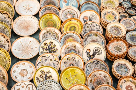 Sibiu City, Romania - 06 September 2020. Traditional Romanian handmade ceramics market at the potters fair from Sibiu, Romania