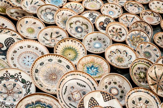 Sibiu City, Romania - 06 September 2020. Traditional Romanian handmade ceramics market at the potters fair from Sibiu, Romania