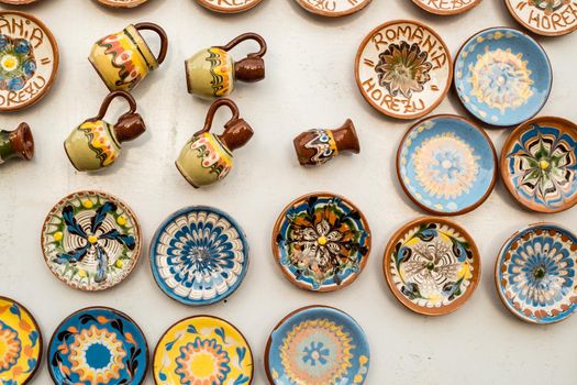 Sibiu City, Romania - 06 September 2020. Traditional Romanian handmade ceramics market at the potters fair from Sibiu, Romania