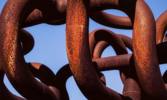 rusty pipes on a blue background